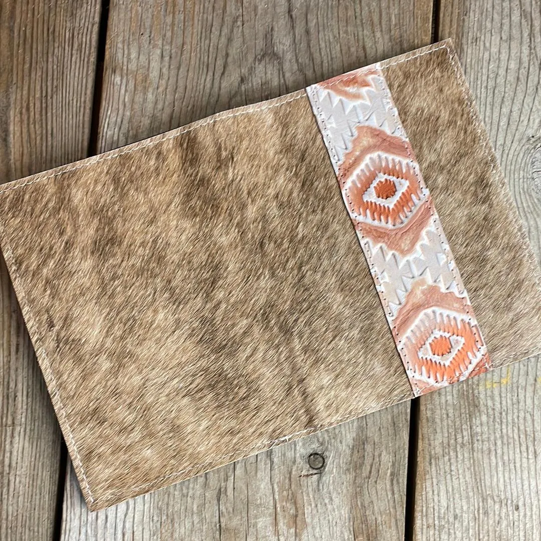 054 Small Notepad Cover - Brindle w/ Copper Penny Aztec