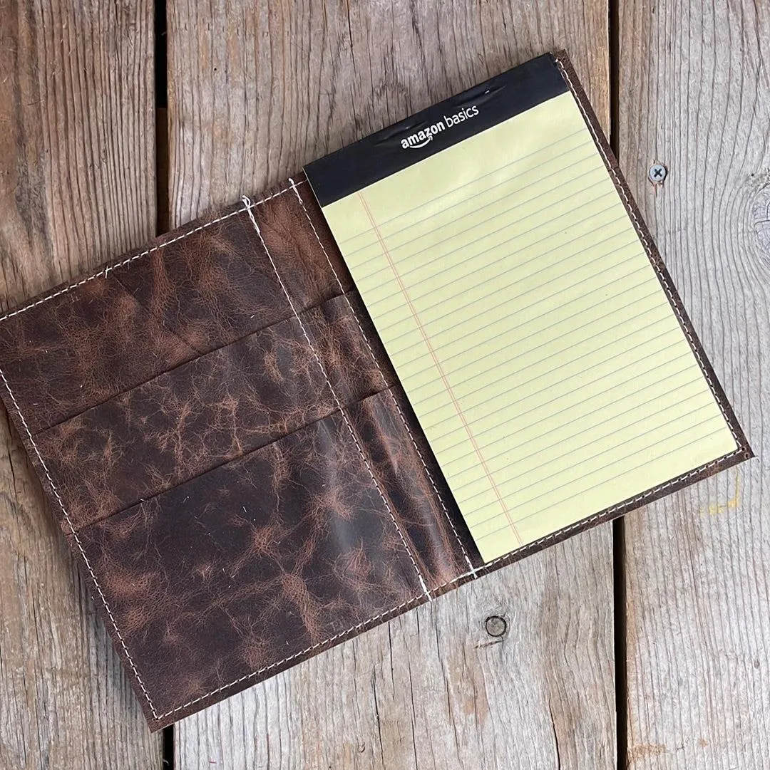 062 Small Notepad Cover - Grey Brindle w/ Grapefruit Tool