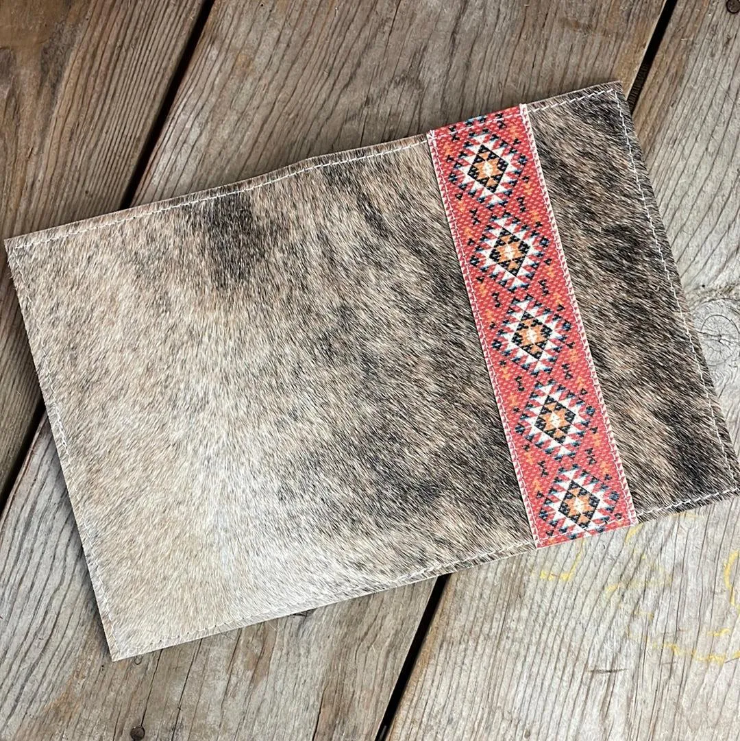063 Small Notepad Cover - Brindle w/ Printed Aztec