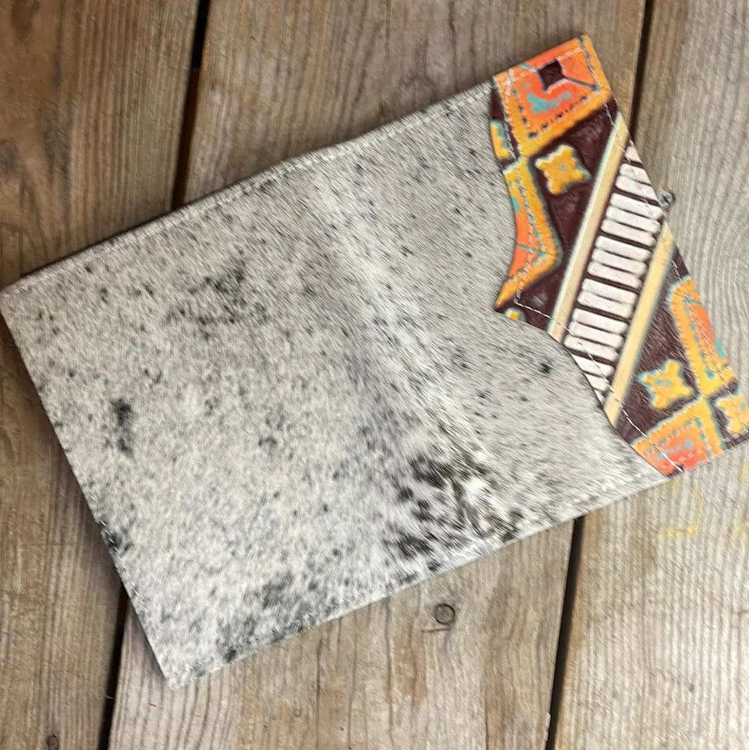 067 Small Notepad Cover - B&W Speckle w/ Western Sunset