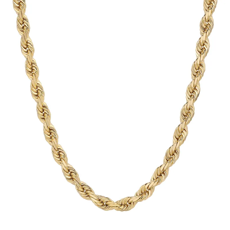 10K REAL Hollow Yellow Gold 1.50mm-7.00mm Diamond Cut ROPE Chain