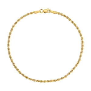 10K Solid Yellow 2.00mm-5.00mm Diamond CUT ROPE Bracelets