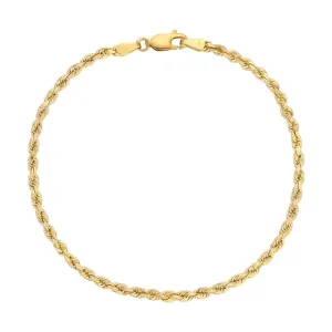 10K Yellow 3.00mm-7.00mm Diamond CUT Hollow ROPE Bracelets