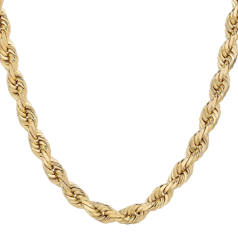 14K REAL Solid Yellow Gold 1.50mm-10.00mm Diamond Cut ROPE Chain
