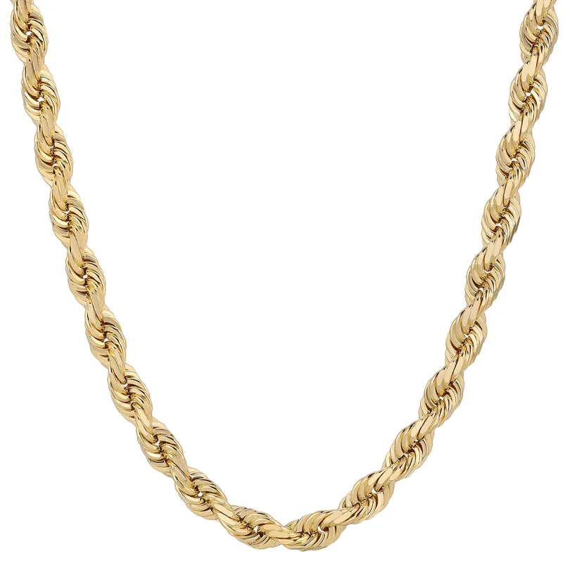 14K REAL Solid Yellow Gold 1.50mm-10.00mm Diamond Cut ROPE Chain