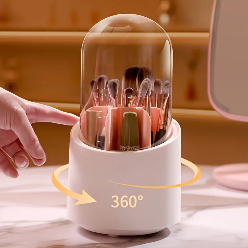 360-Degree Rotating Makeup Brush Holder: Large Capacity and Convenient Storage for All Your Brushes