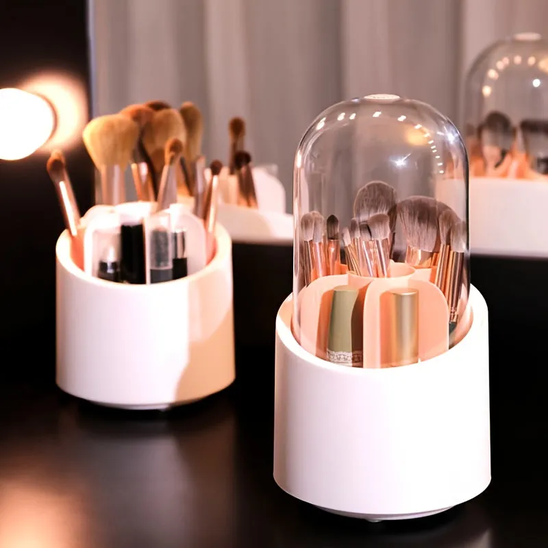 360-Degree Rotating Makeup Brush Holder: Large Capacity and Convenient Storage for All Your Brushes