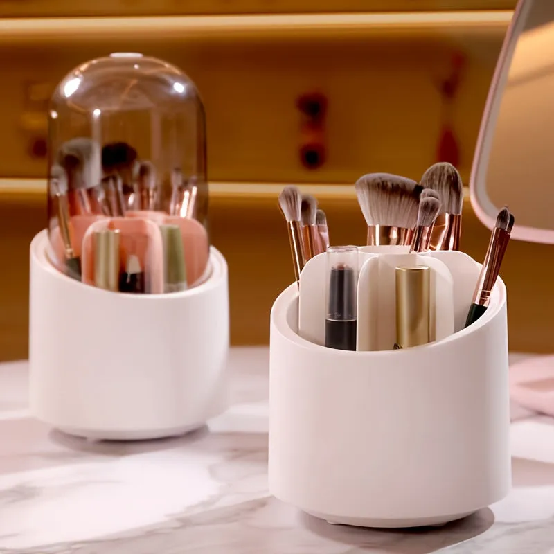 360-Degree Rotating Makeup Brush Holder: Large Capacity and Convenient Storage for All Your Brushes
