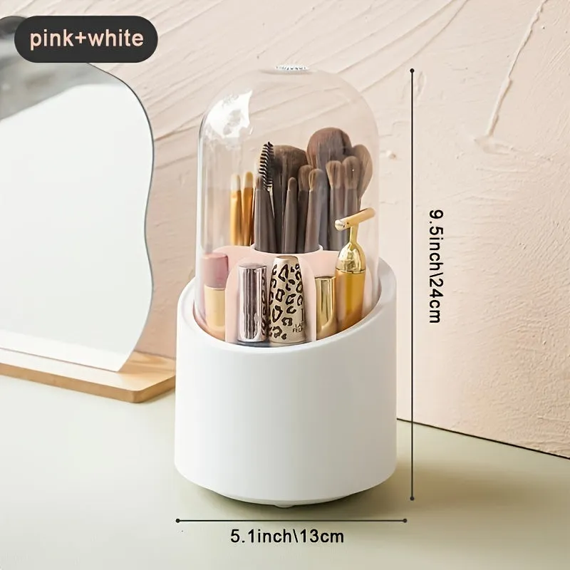 360-Degree Rotating Makeup Brush Holder: Large Capacity and Convenient Storage for All Your Brushes