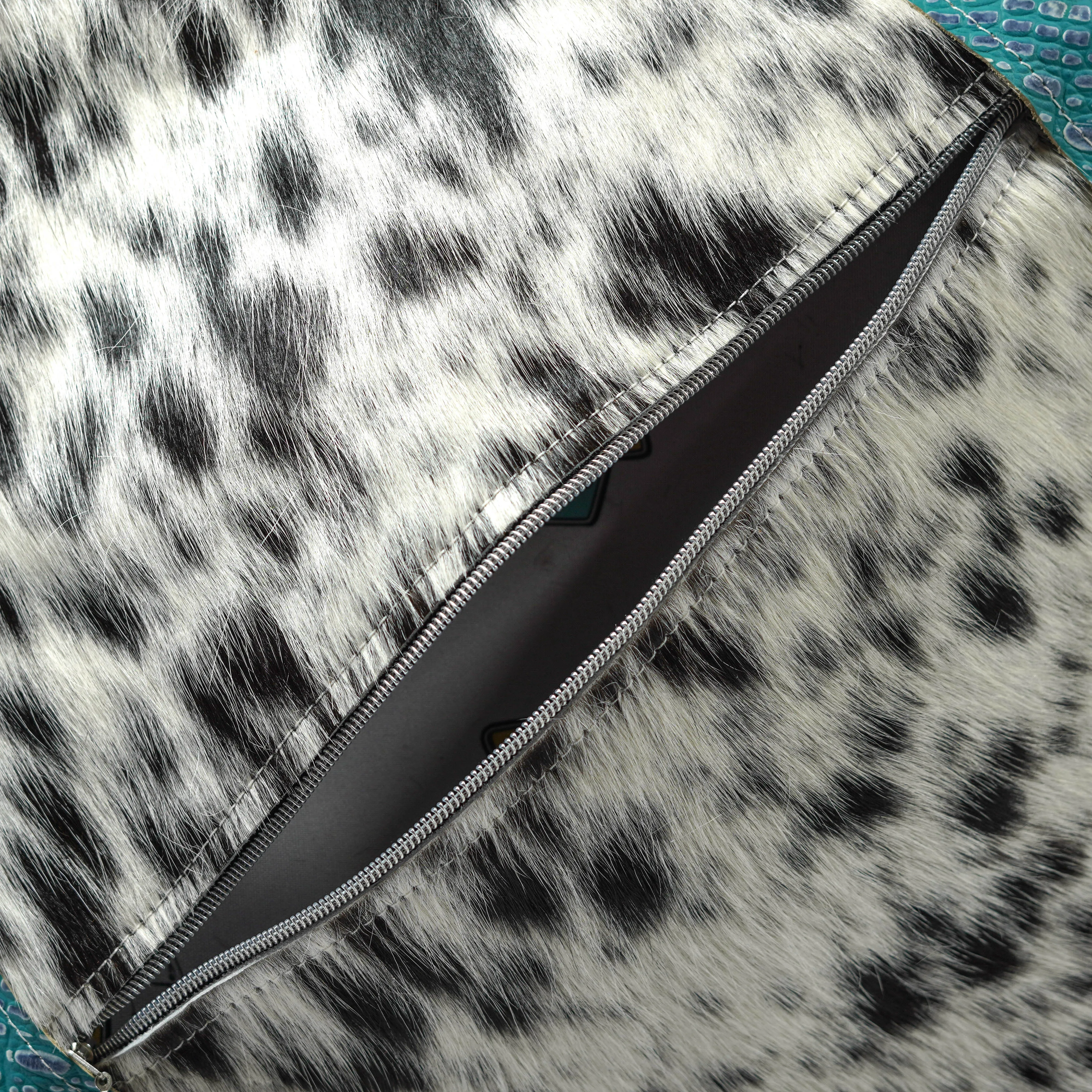 Accessory Bag - Black & White w/ Turquoise Sand Croc