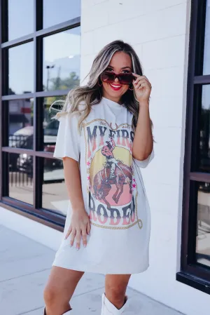 Ain't My First Rodeo Graphic T-Shirt Dress - Oatmeal