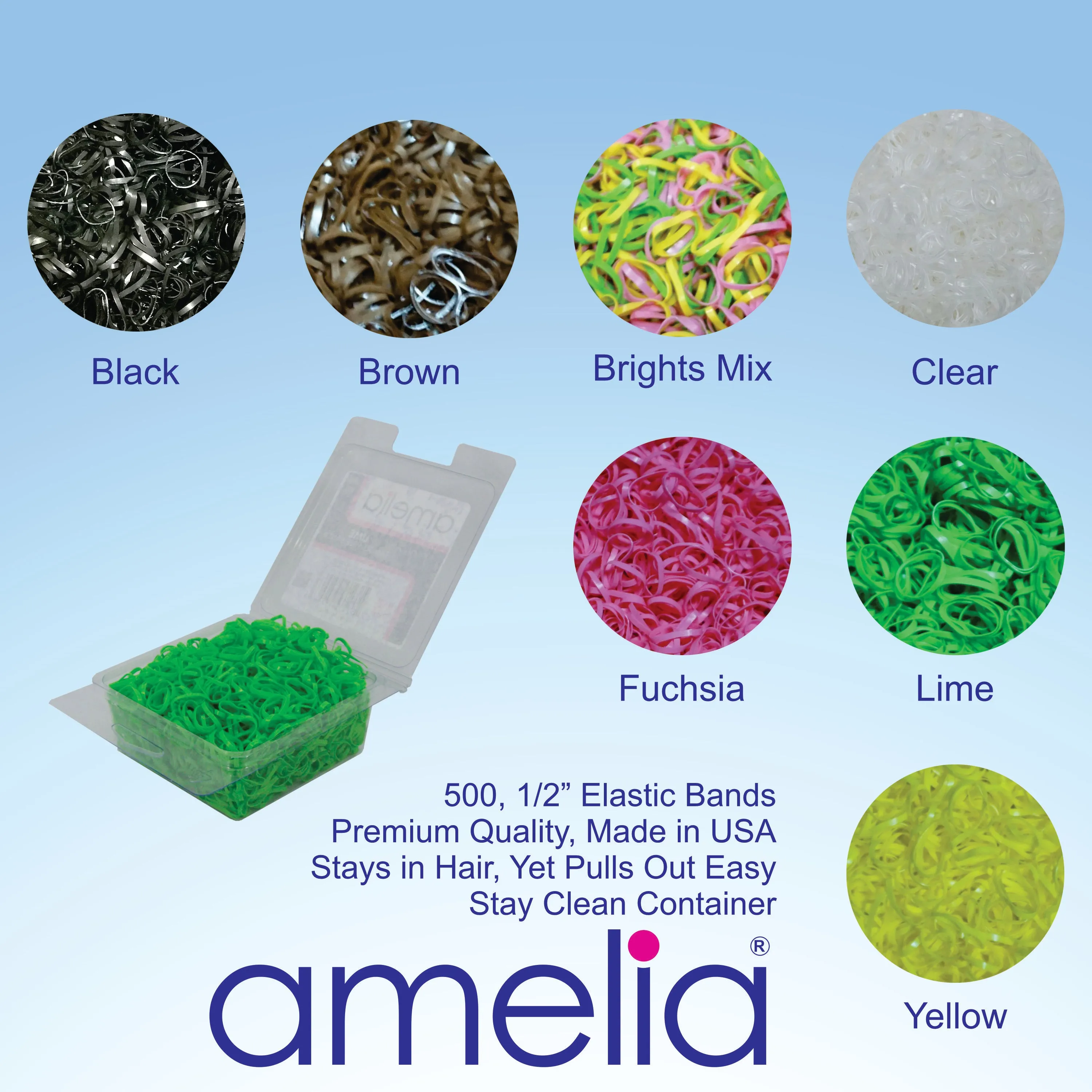 Amelia Beauty | 1/2in, Khaki, Tangle Free Elastic Pony Tail Holders | Made in USA, Ideal for Ponytails, Braids, Twists. For Women, Girls. Pain Free, Snag Free, Easy Off | 500 Pack