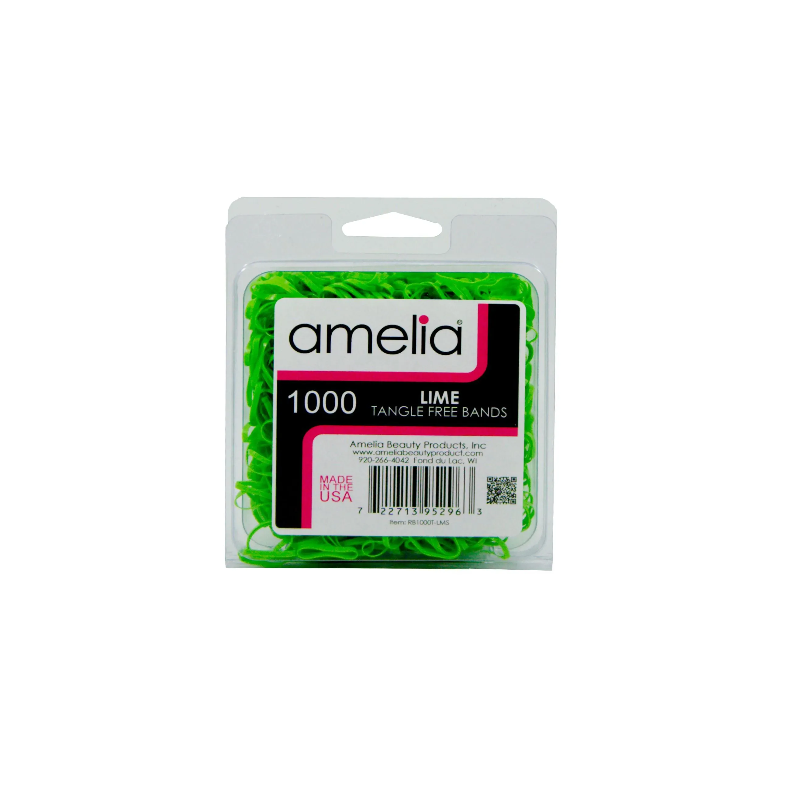 Amelia Beauty | 1/2in, Lime, Tangle Free Elastic Pony Tail Holders | Made in USA, Ideal for Ponytails, Braids, Twists. For Women, Girls. Pain Free, Snag Free, Easy Off | 1000 Pack