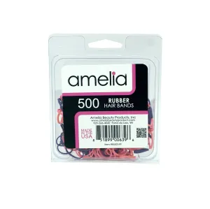 Amelia Beauty | 1/2in, Purple and Fuchsia Mix, Elastic Rubber Band Pony Tail Holders | Made in USA, Ideal for Ponytails, Braids, Twists, Dreadlocks, Styling Accessories for Women, Men and Girls | 500 Pack
