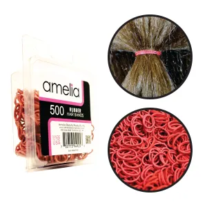 Amelia Beauty | 1/2in, Red, Elastic Rubber Band Pony Tail Holders | Made in USA, Ideal for Ponytails, Braids, Twists, Dreadlocks, Styling Accessories for Women, Men and Girls | 500 Pack