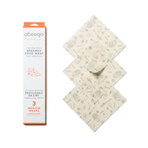 Beeswax Wraps, Abeego - 3 Medium