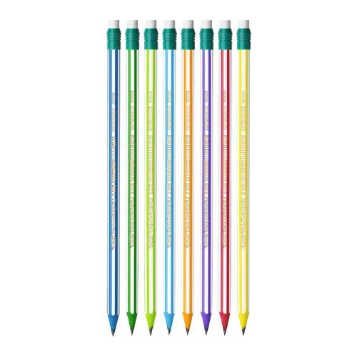 BIC - Card 8 Asst Evolution Pencils & Erasers HB - Stripes