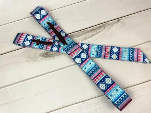 Blue and Pink Aztec Diamond Pattern Cinch Strap Set
