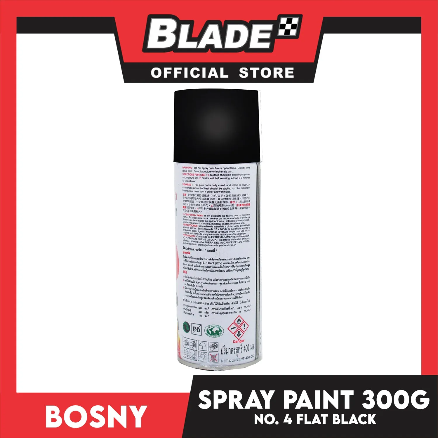 Bosny Spray Paint #4 Flat Black 300g