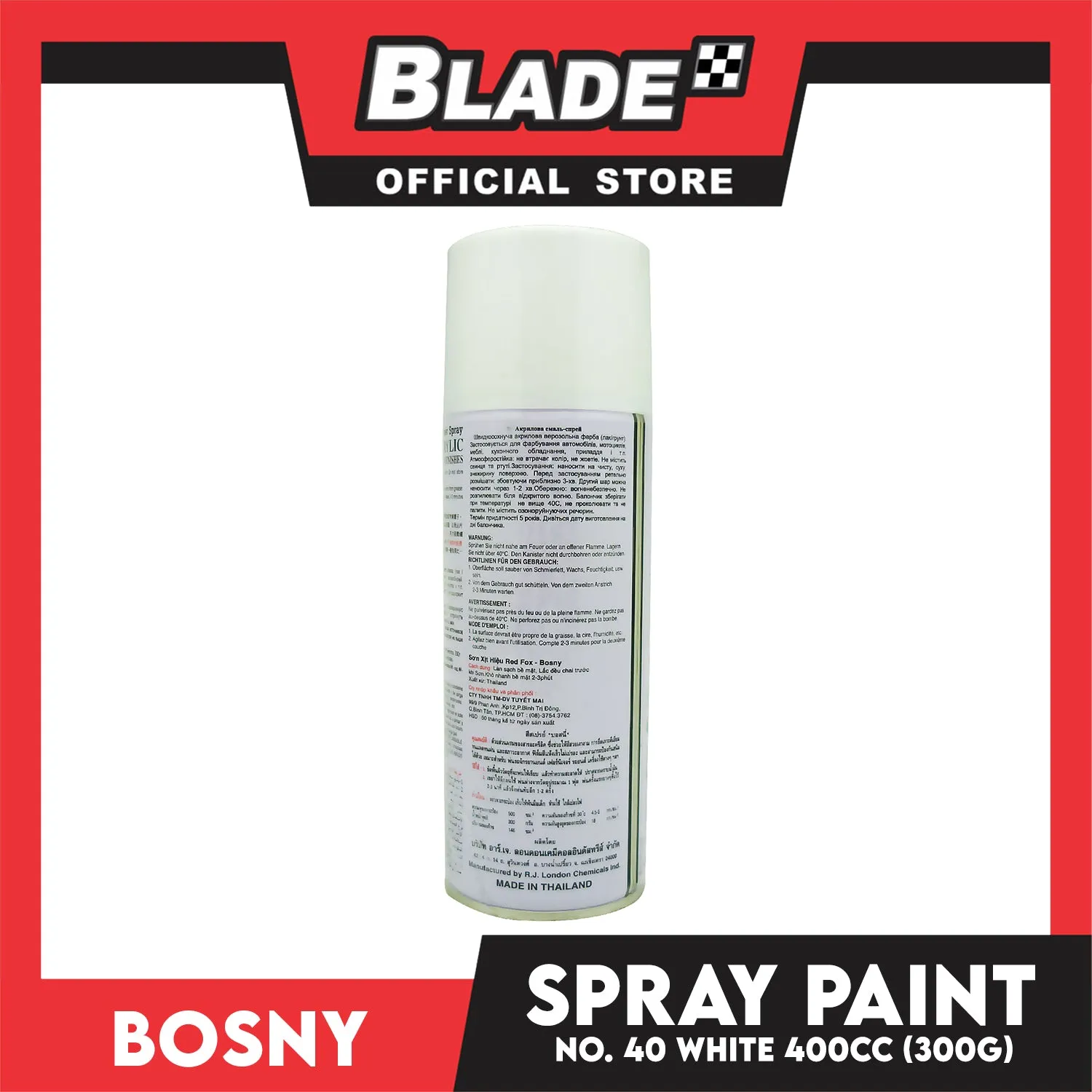 Bosny Spray Paint No.40 300g. (Gloss White)