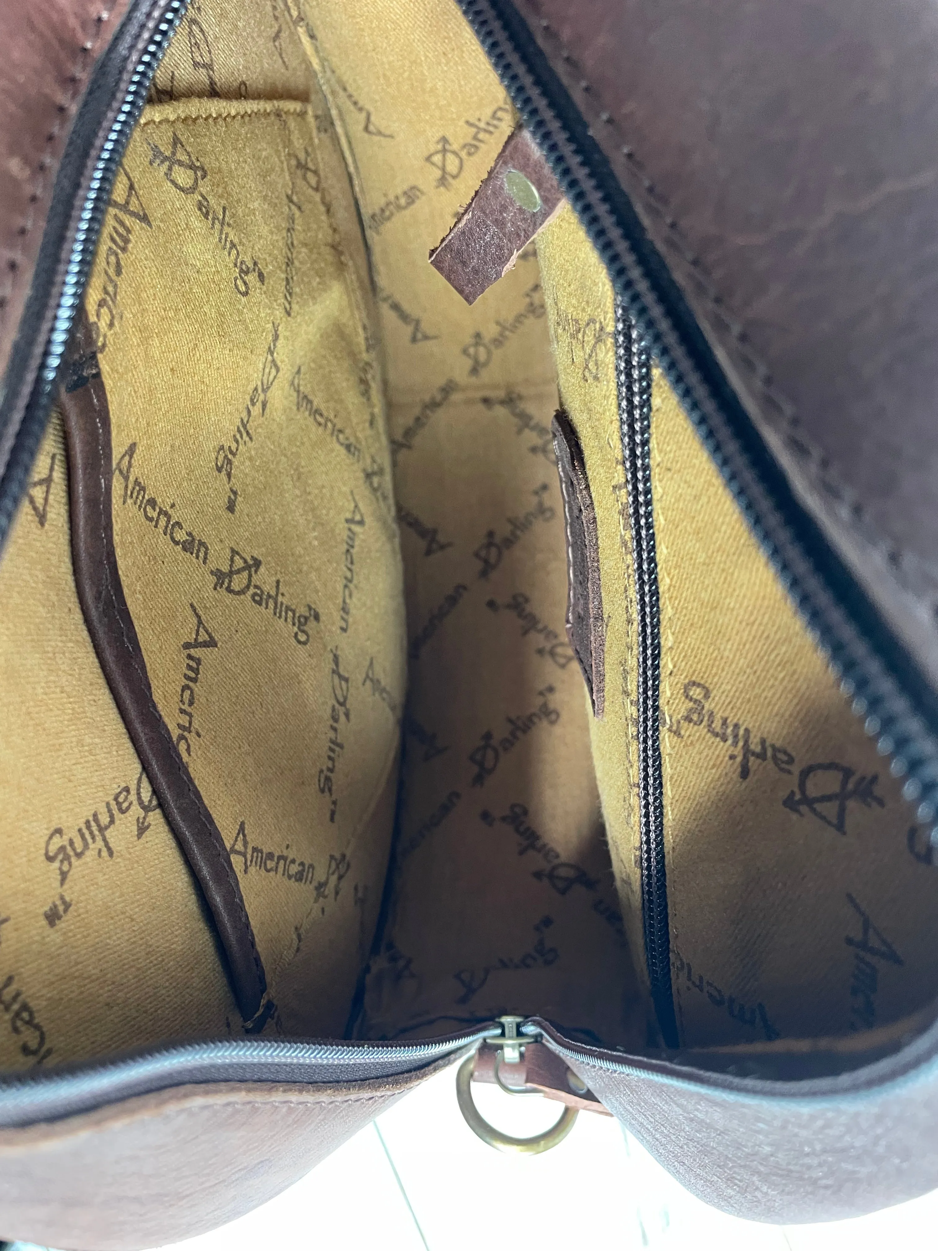 Cactus Sunflower Leather Tooled & Painted Buckstitch Round Canteen Crossbody Bag