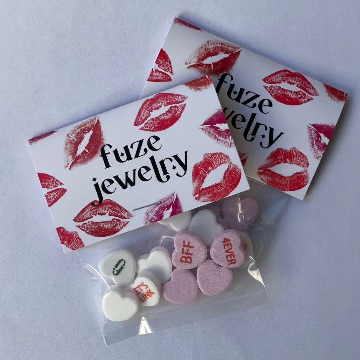 Candy Hearts Branded Bags - 8 Candies Per Bag (100 Bag Minimum)