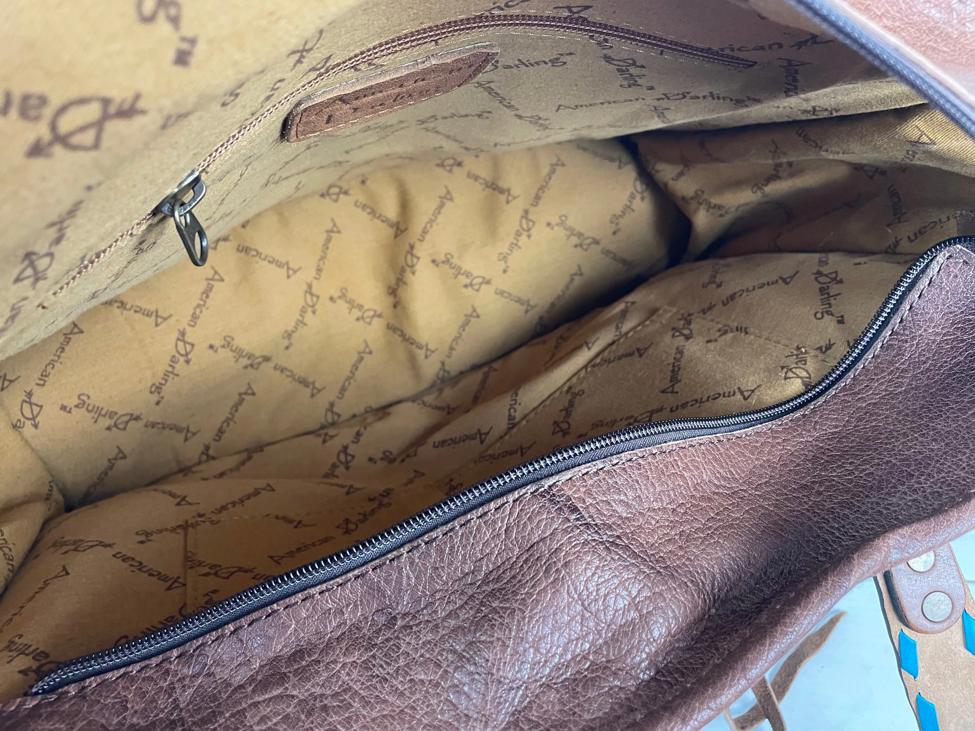 CLEARANCE! Turquoise Wool & Leather Western Style Large Tote