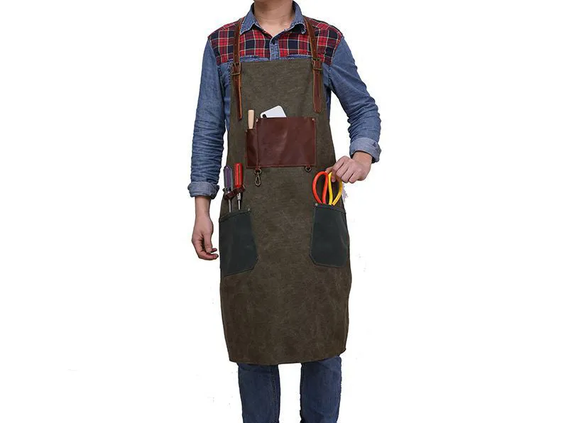 Craftsman Durable Apron Retro Canvas Apron Workshop Long Apron WQ5895
