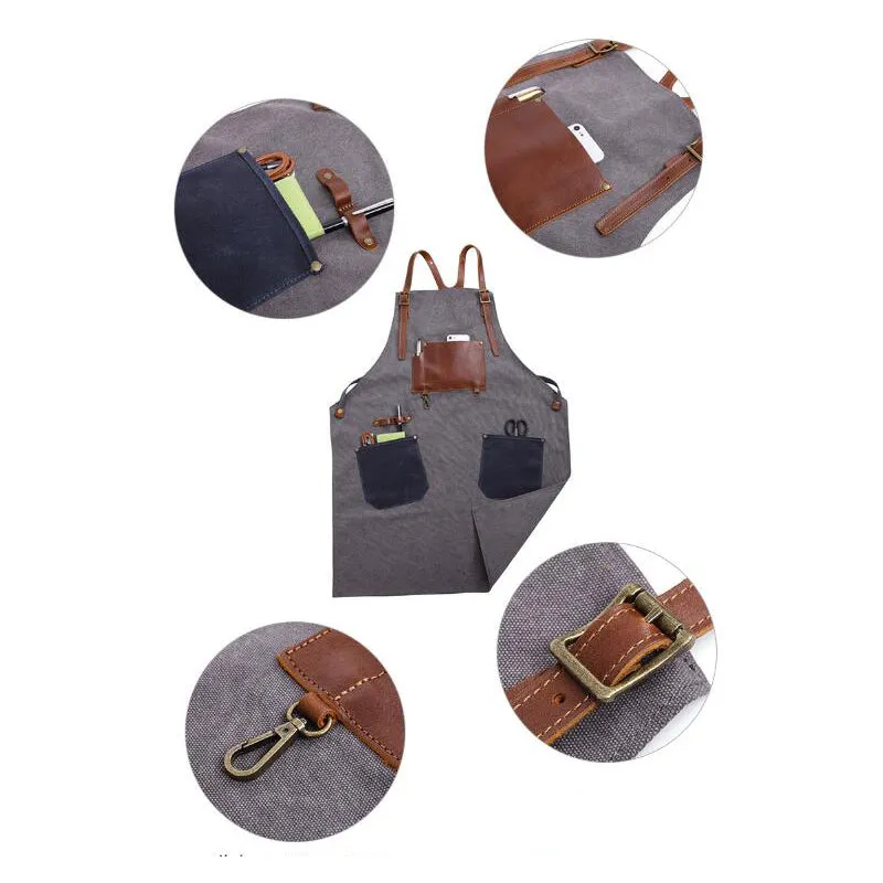 Craftsman Durable Apron Retro Canvas Apron Workshop Long Apron WQ5895