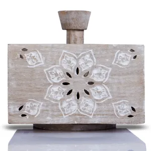 Decorative Wooden Spinning Pen Holder in Whitewash