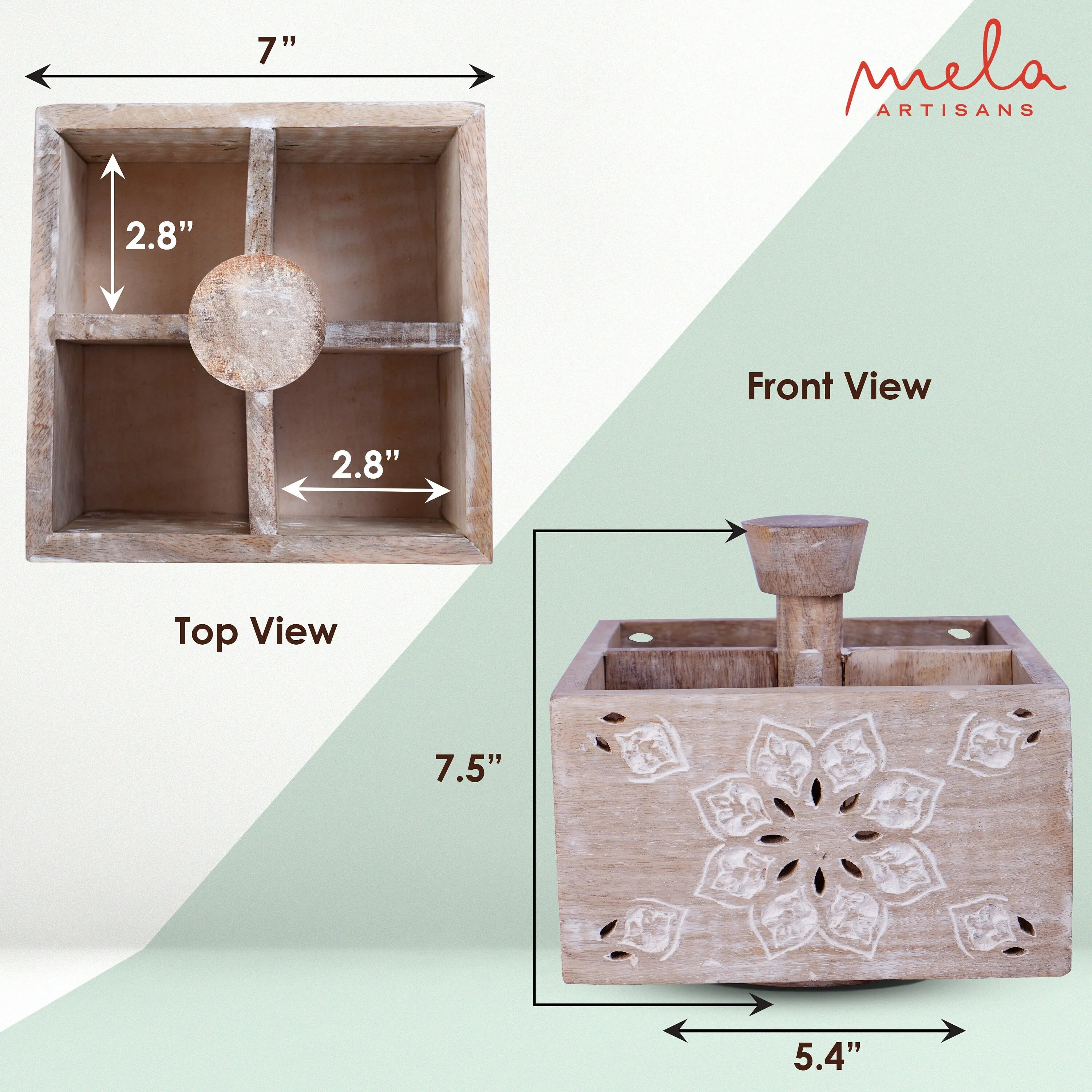 Decorative Wooden Spinning Pen Holder in Whitewash