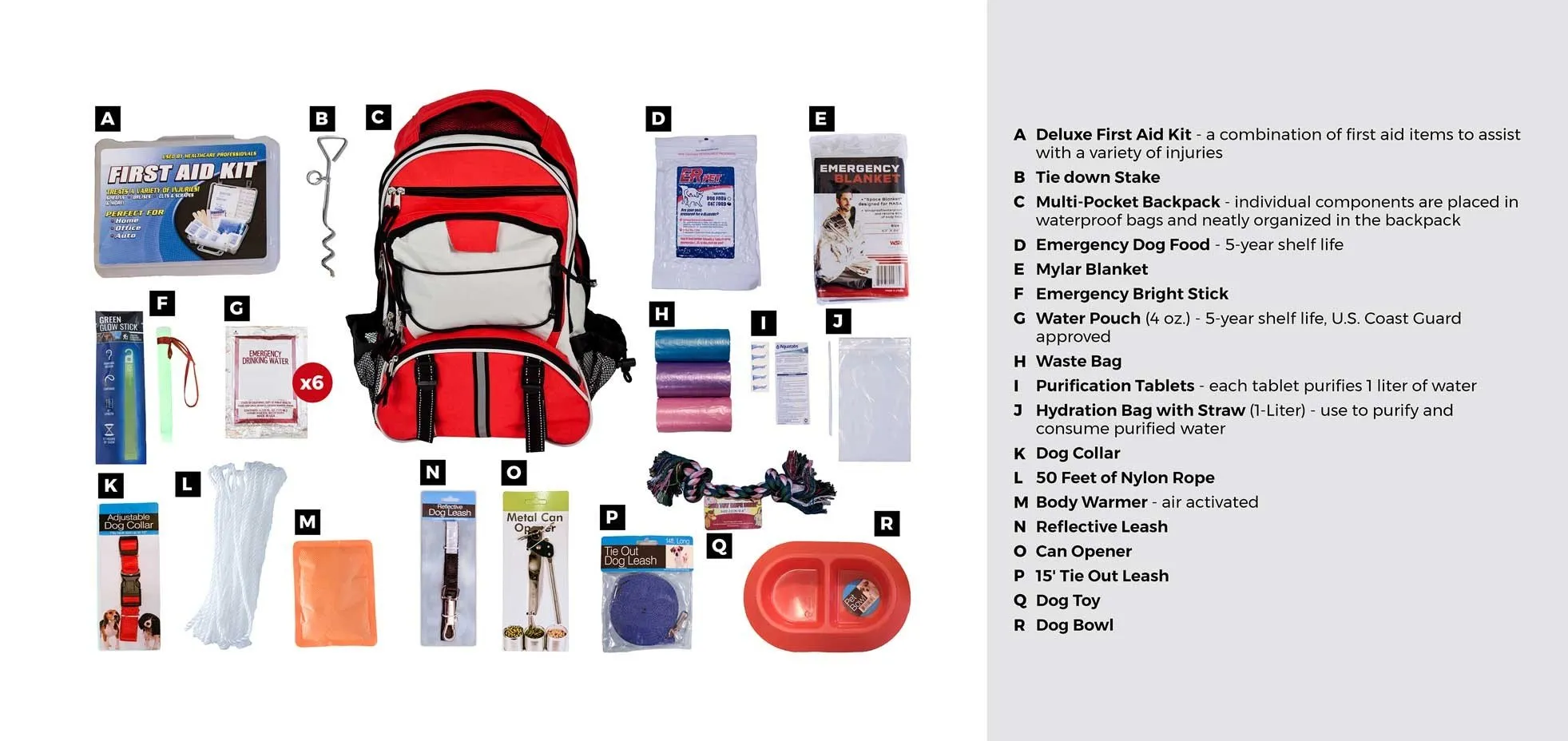 Deluxe Dog Survival Kit Food & Water