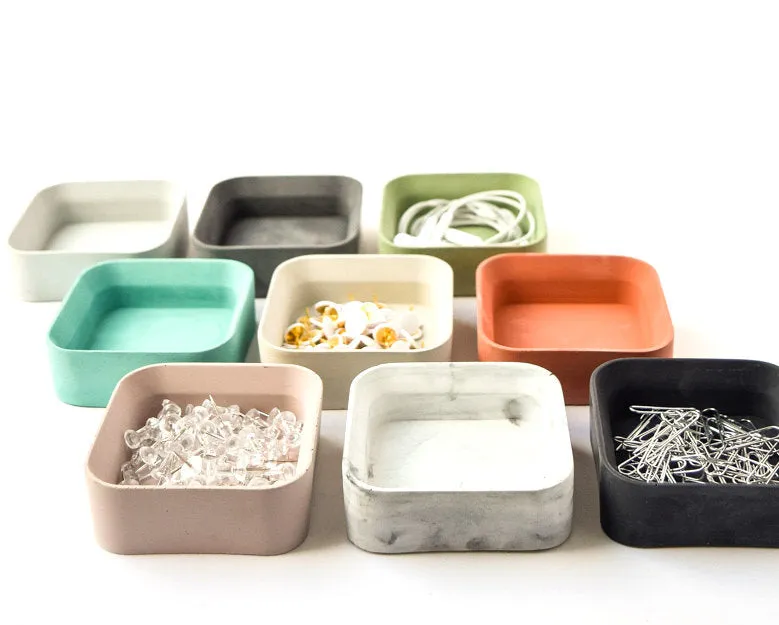 Desk Organizer - Concrete Desk Accessories - Small Tray - Paper Clip Holder - Desk Set - Catchall - Office Organizer - Cement - Minimalist