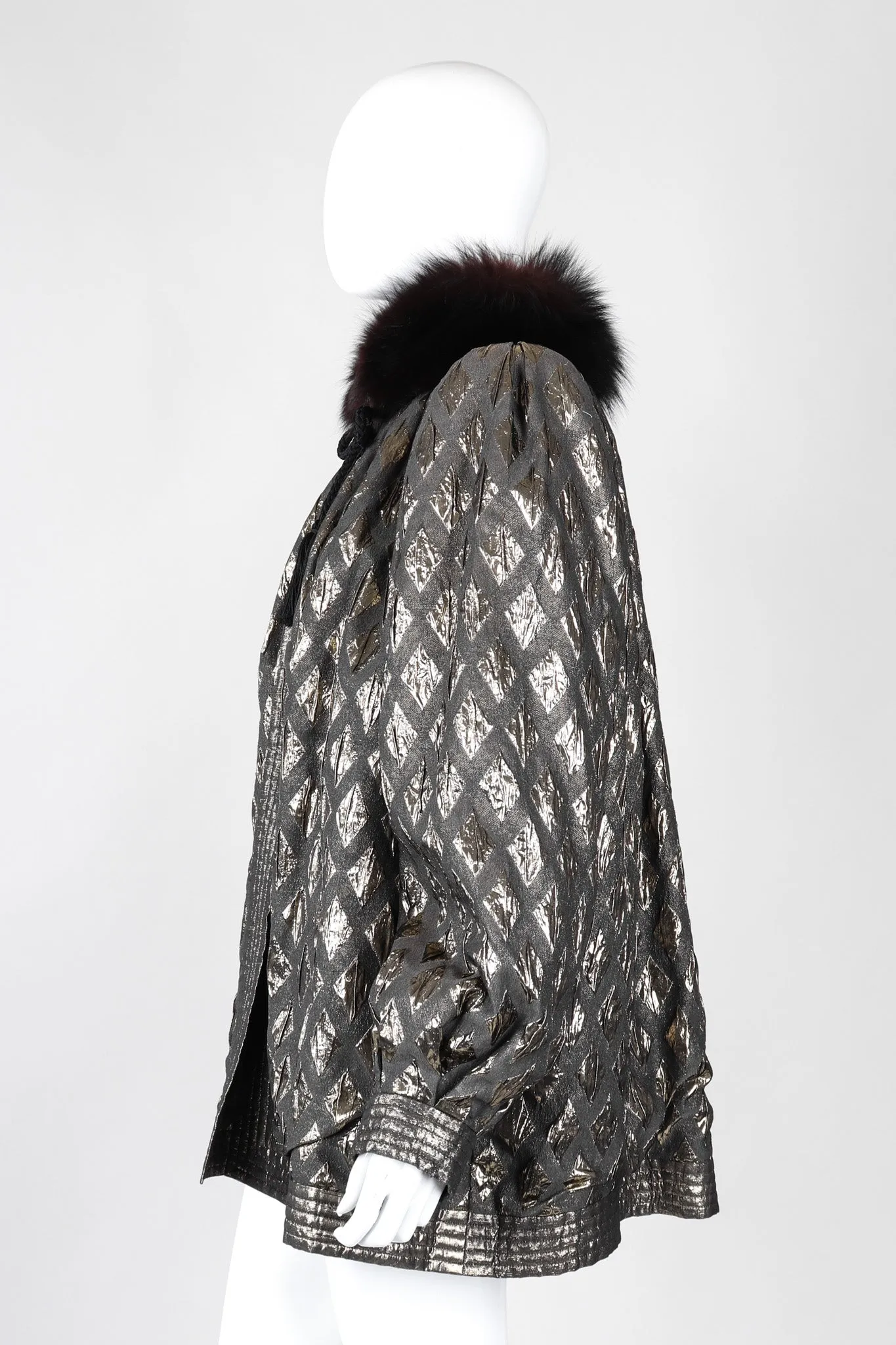 Diamond Lamé Fur Collar Coat