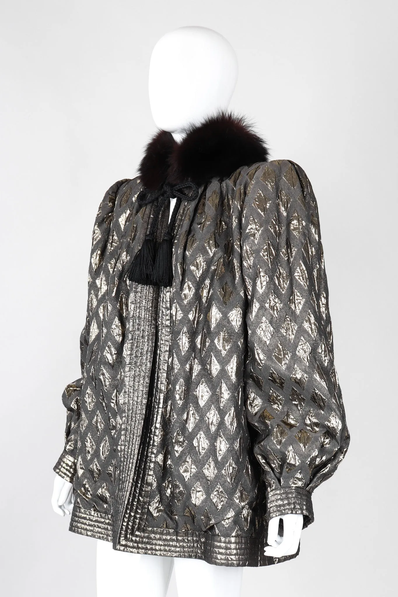 Diamond Lamé Fur Collar Coat