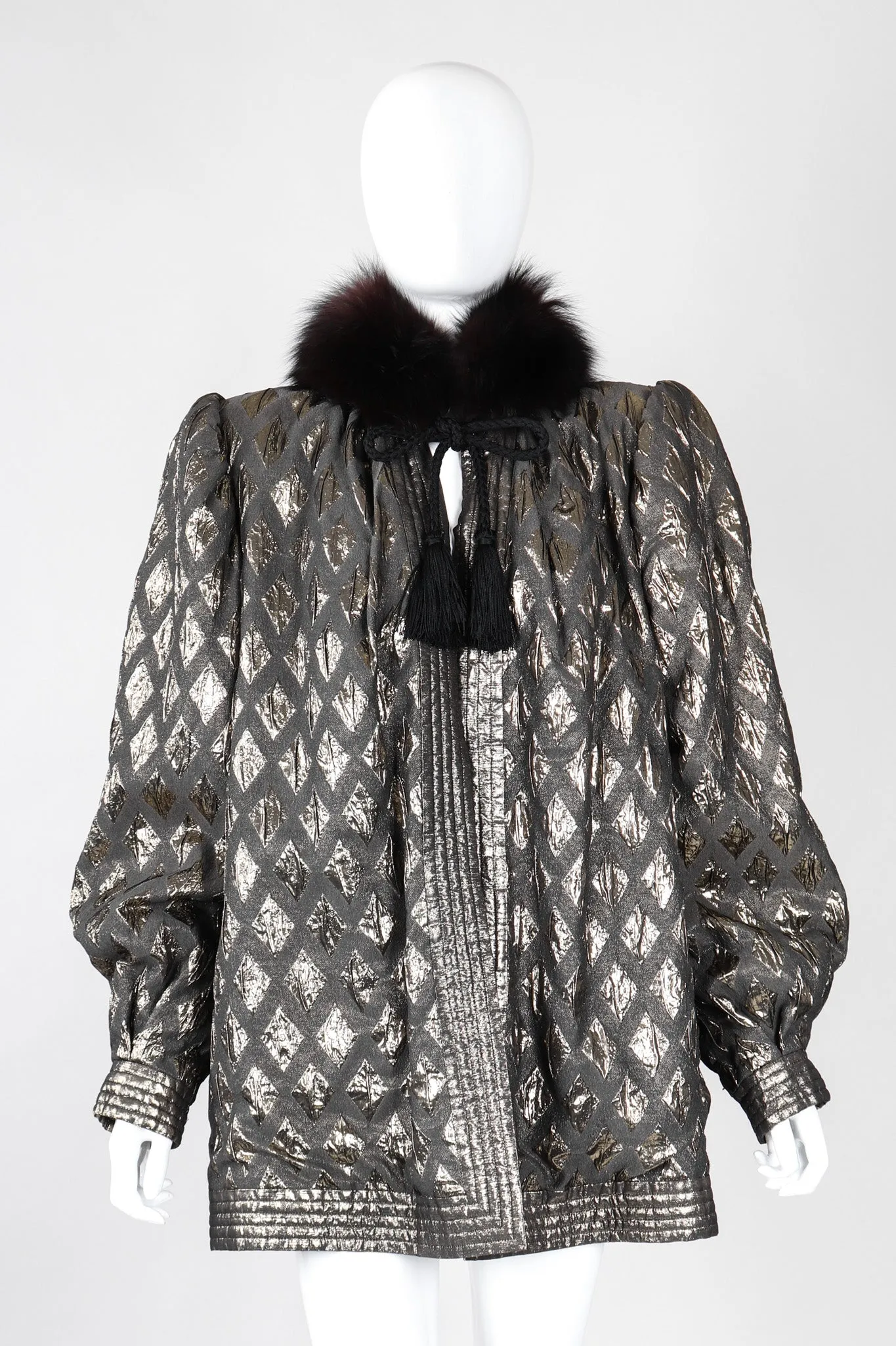 Diamond Lamé Fur Collar Coat