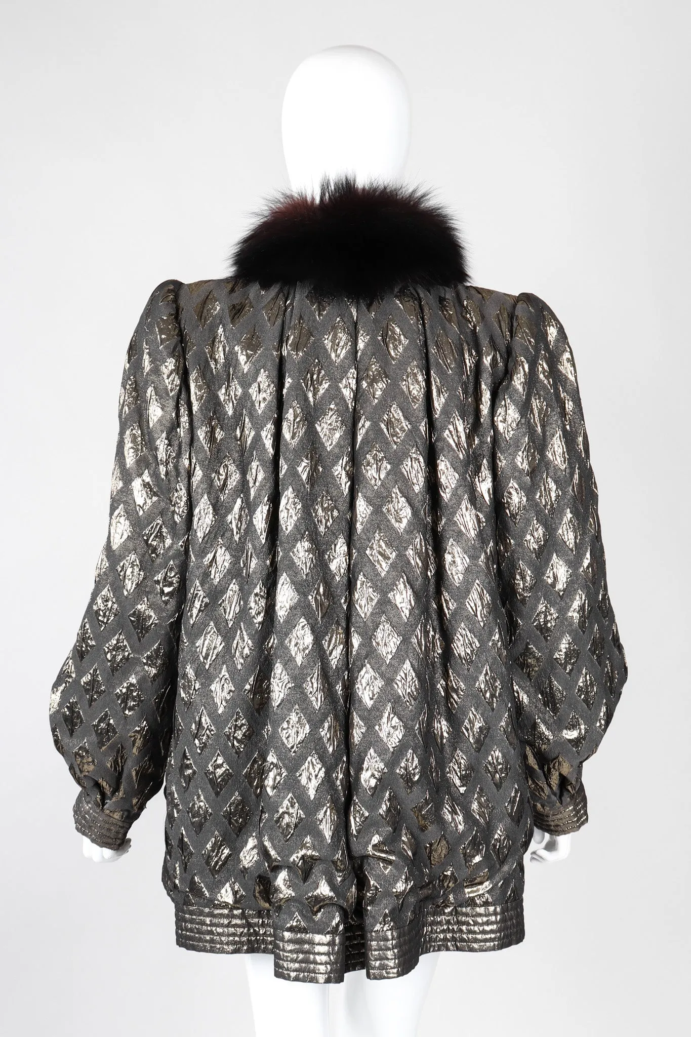 Diamond Lamé Fur Collar Coat