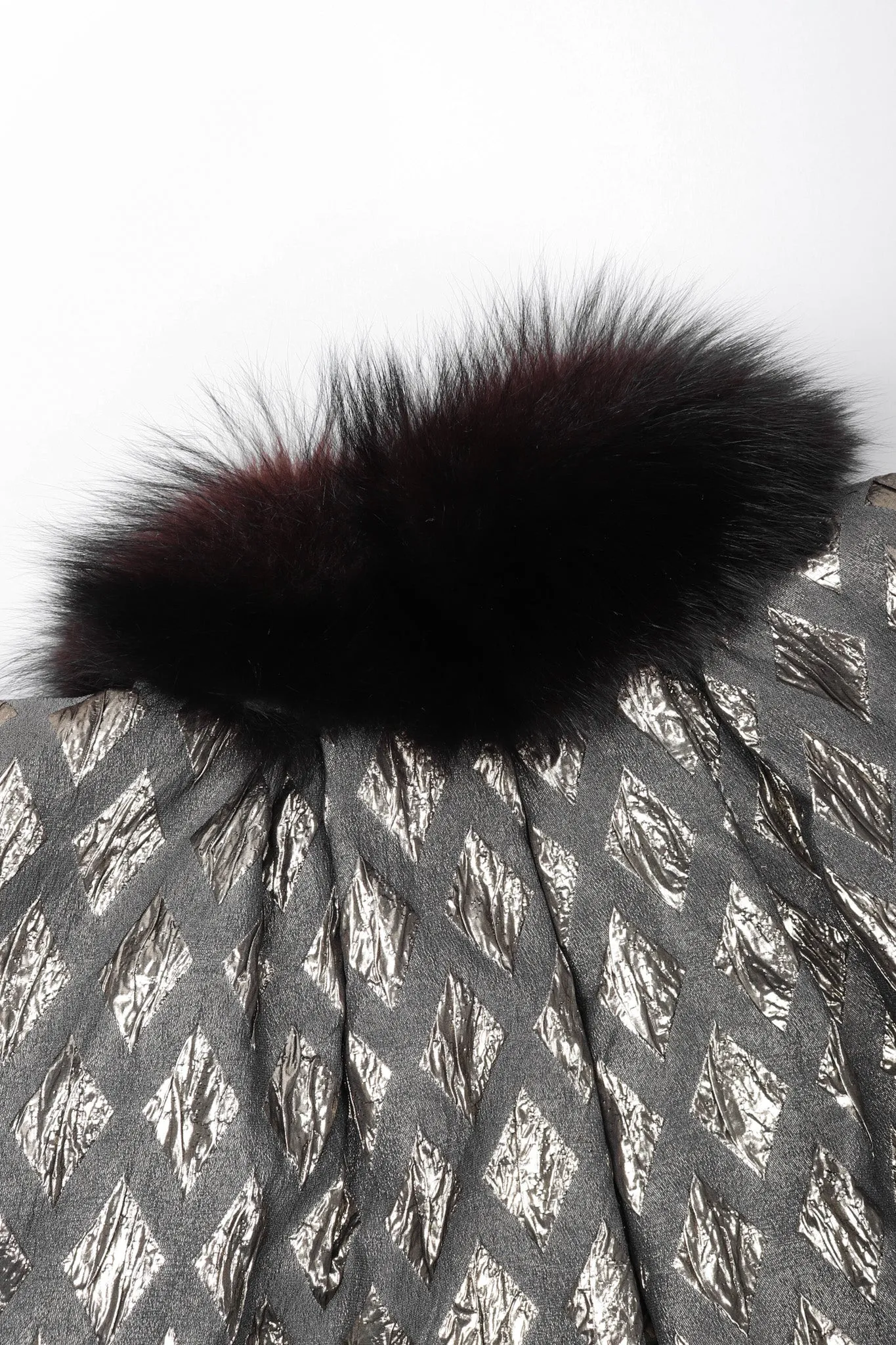 Diamond Lamé Fur Collar Coat
