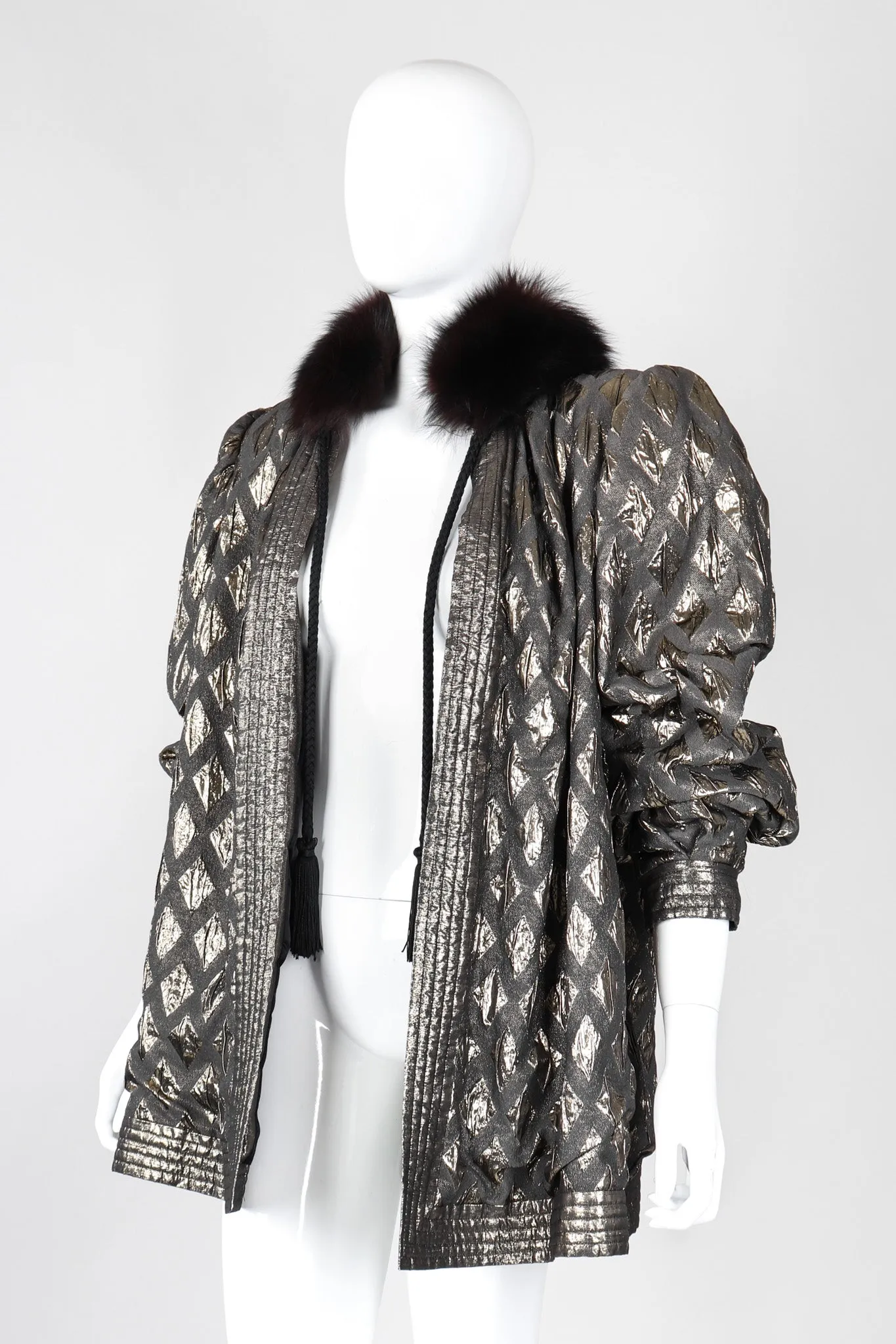 Diamond Lamé Fur Collar Coat