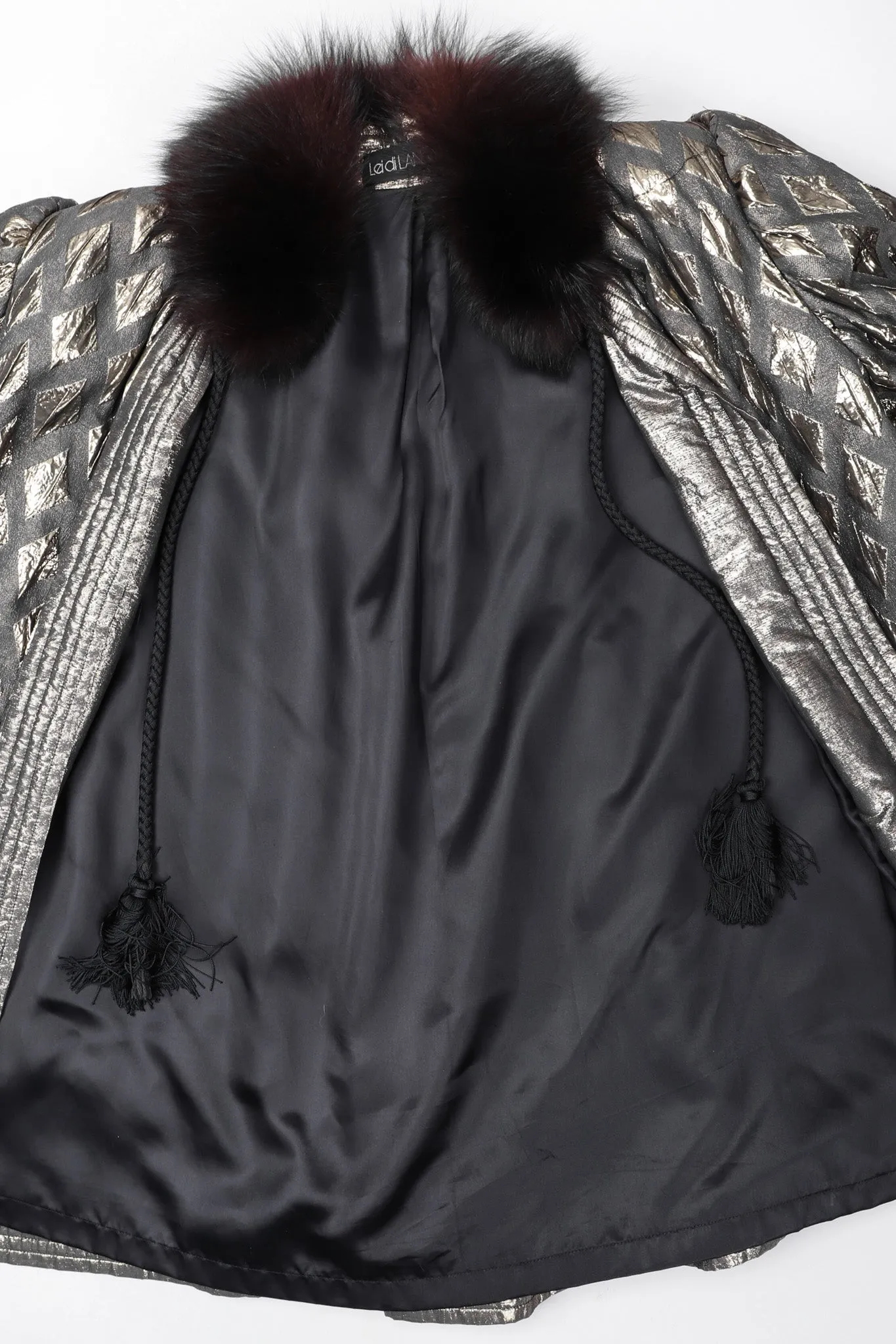 Diamond Lamé Fur Collar Coat