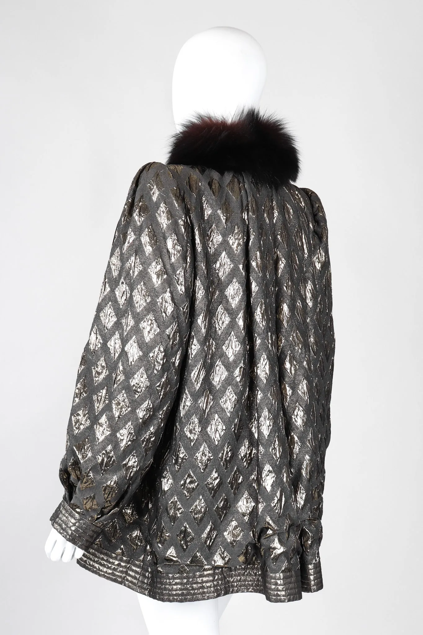 Diamond Lamé Fur Collar Coat
