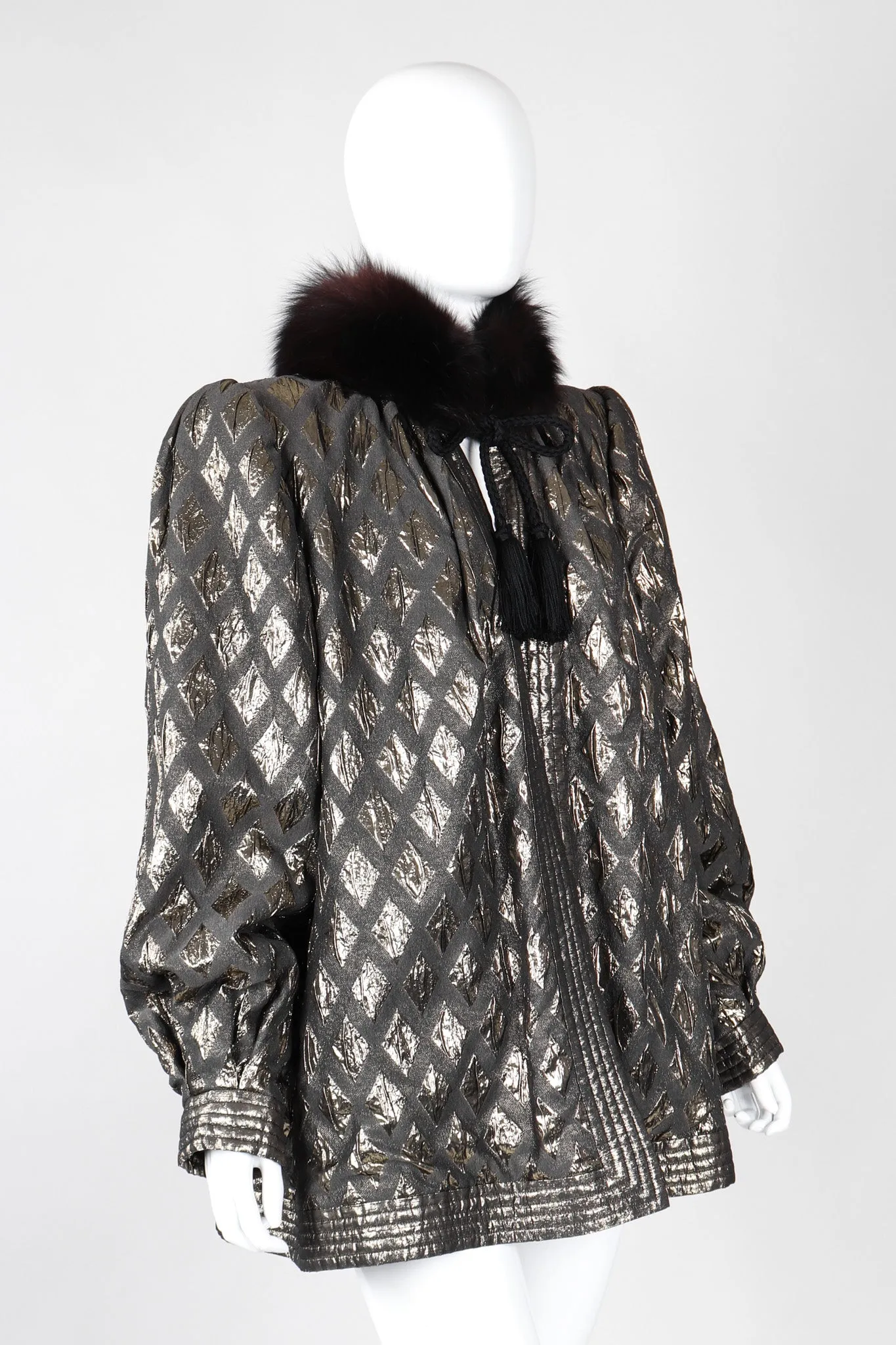 Diamond Lamé Fur Collar Coat