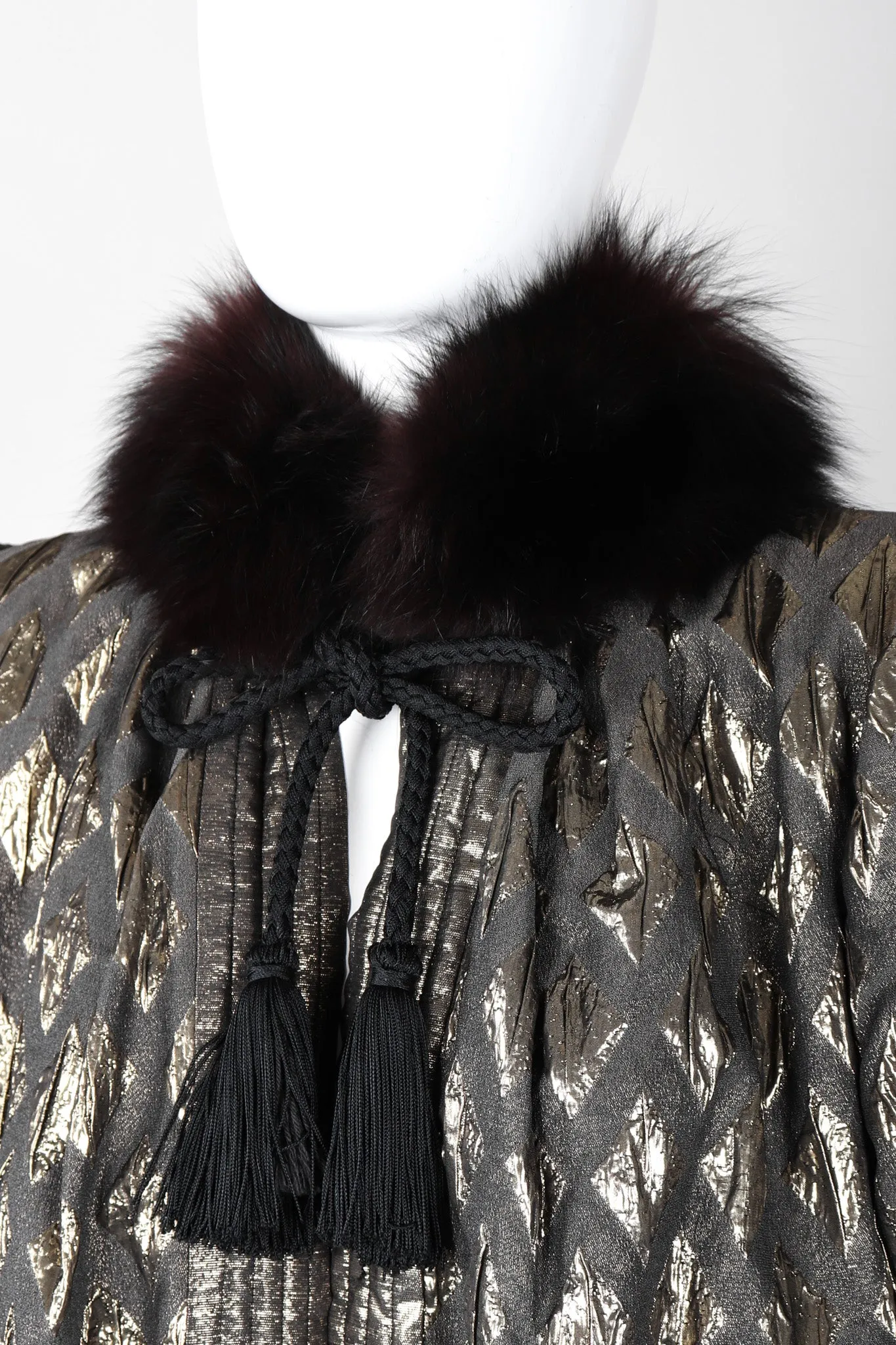 Diamond Lamé Fur Collar Coat
