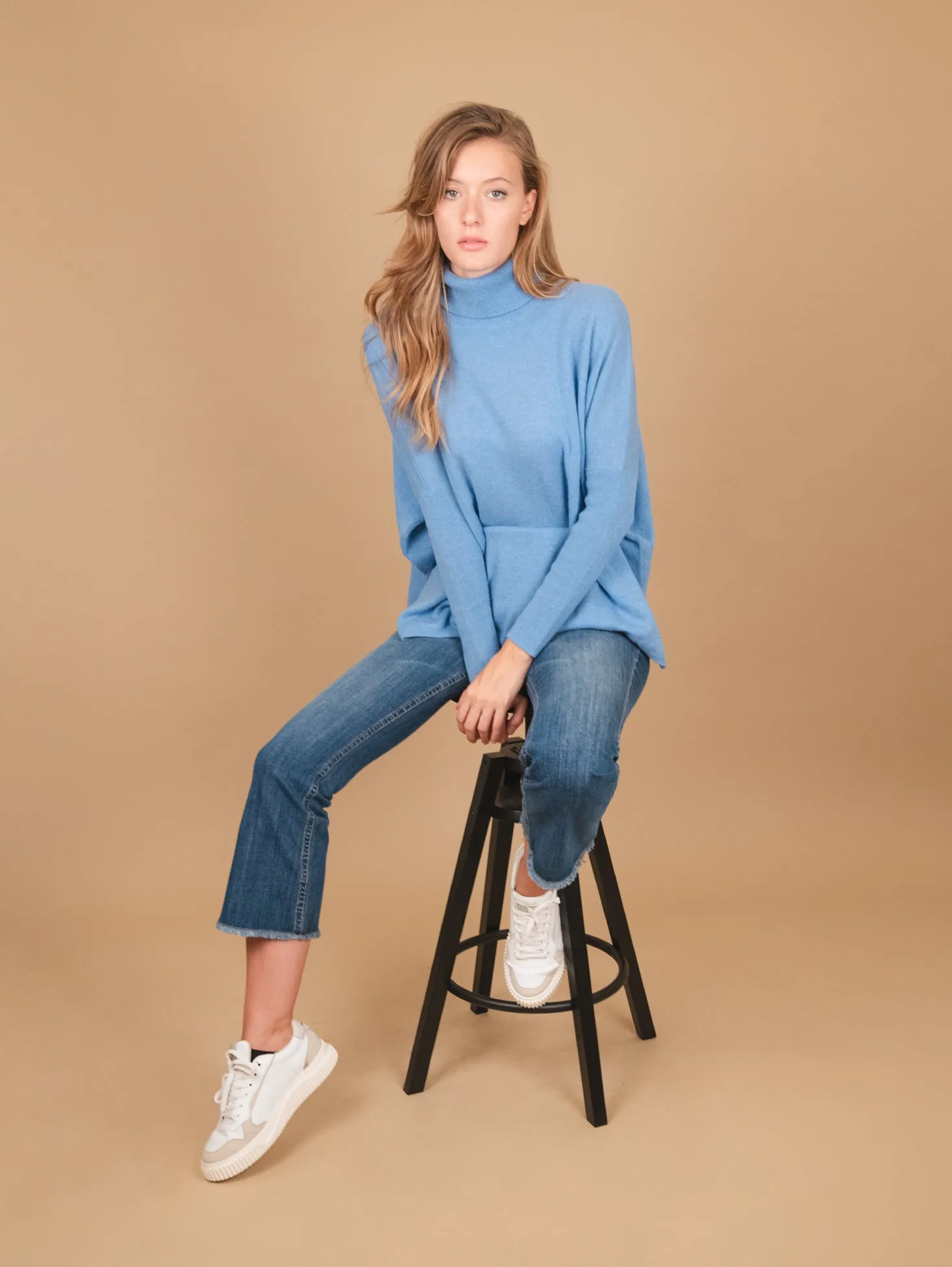 DOLCEVITA OVER IN CASHMERE ECO-FRIENDLY AZZURRO