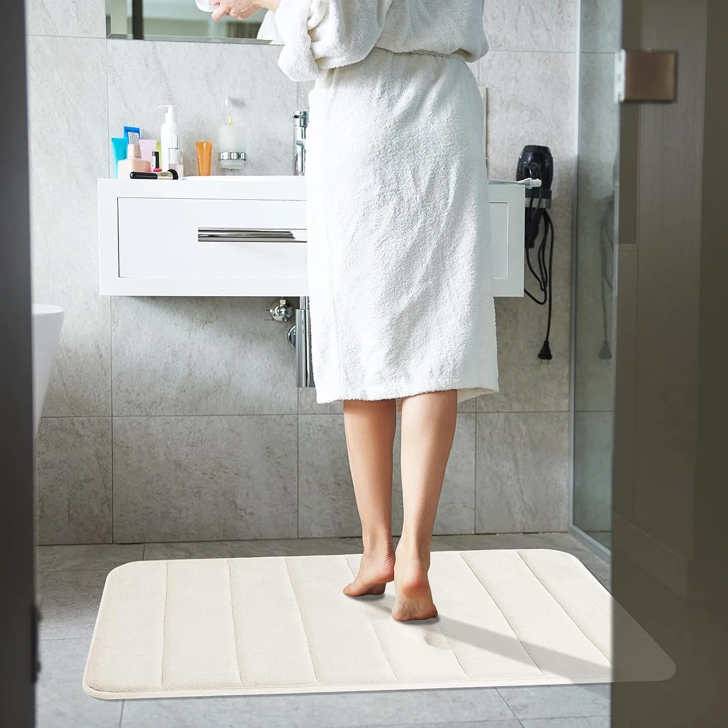 Drimat Memory Foam Bath Mat Cream