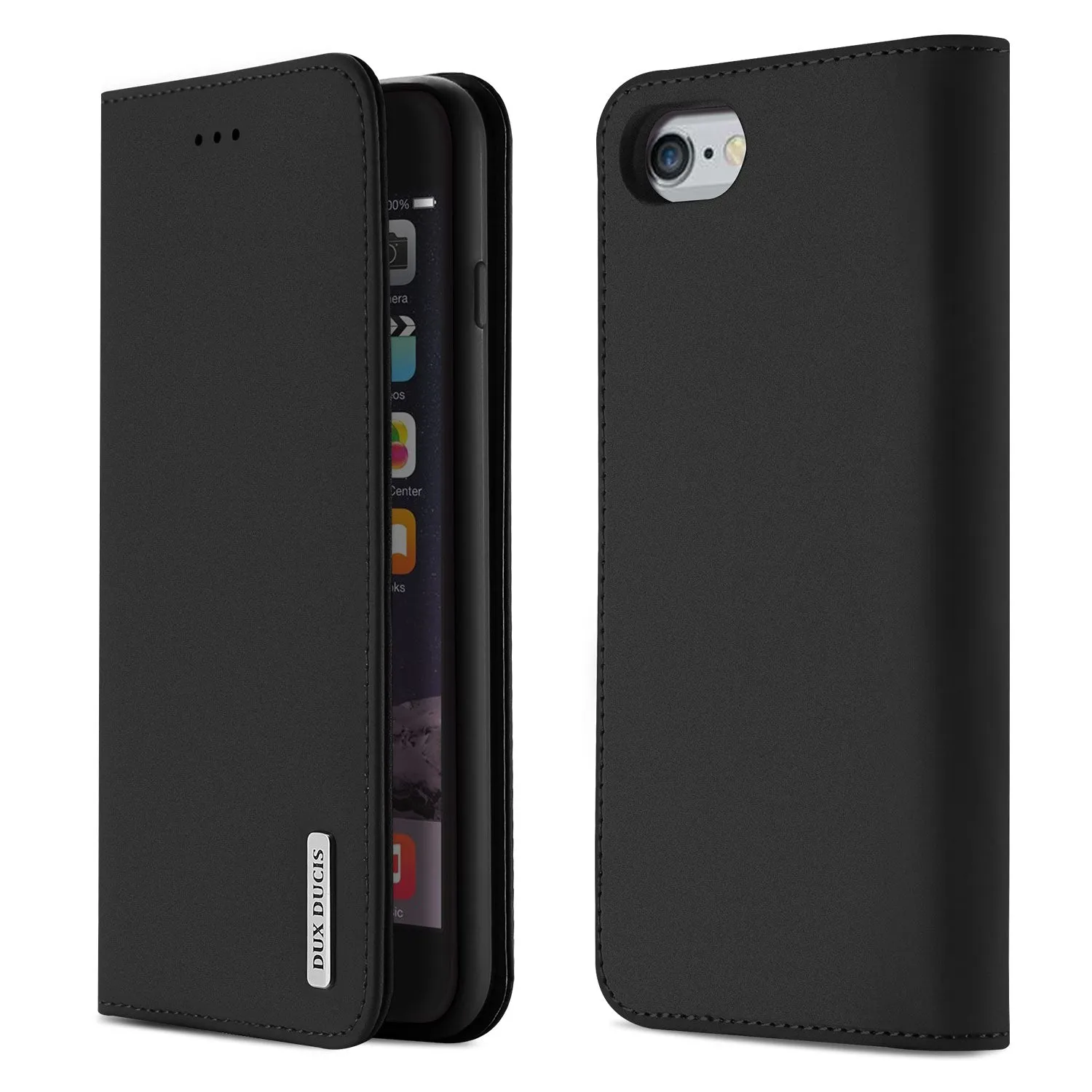 DUX DUCIS For iPhone 6/6s Luxury Genuine Leather Magnetic Flip Cover Full Protective Case with Bracket Card Slot red