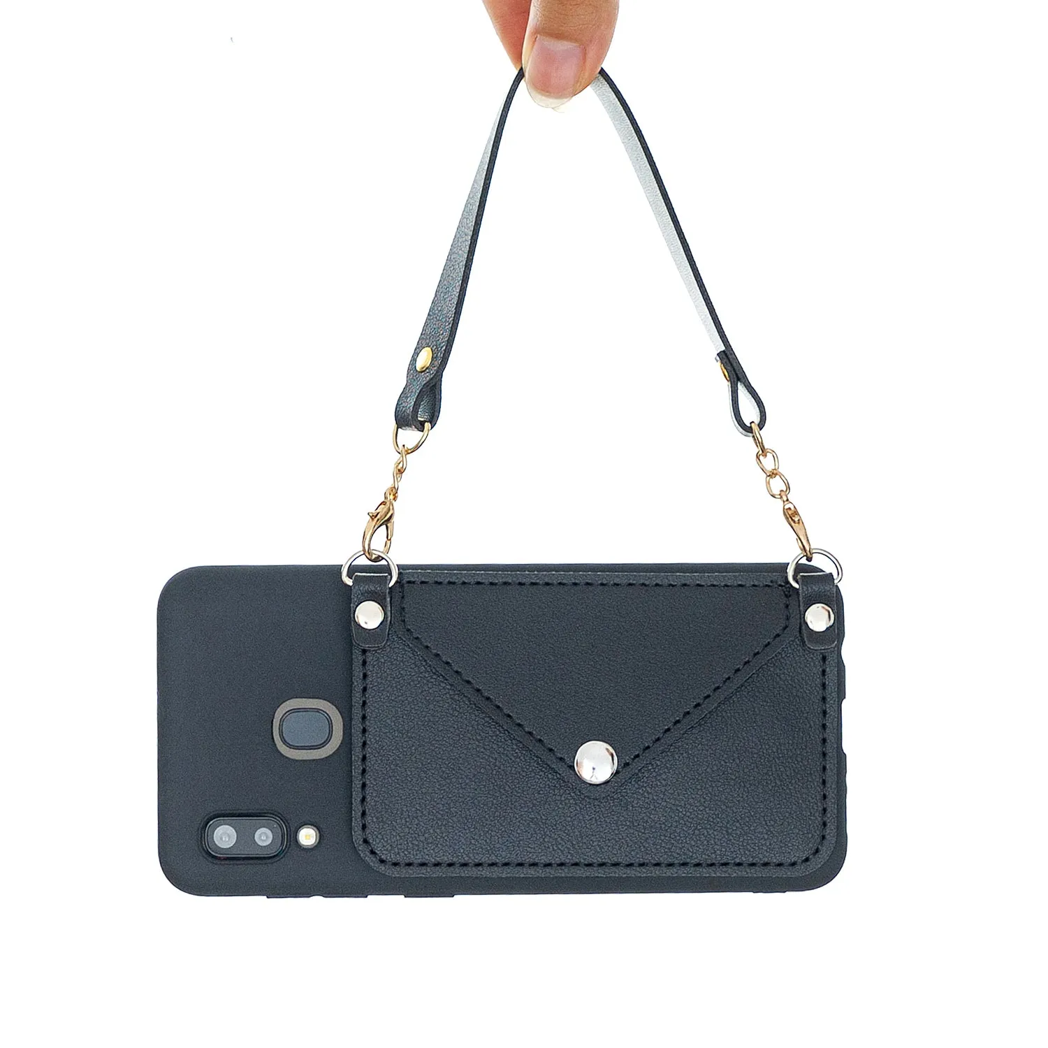 For HUAWEI P20/ P20 Lite/P20 Pro Mobile Phone Cover with Pu Leather Card Holder   Hand Rope   Straddle Rope white