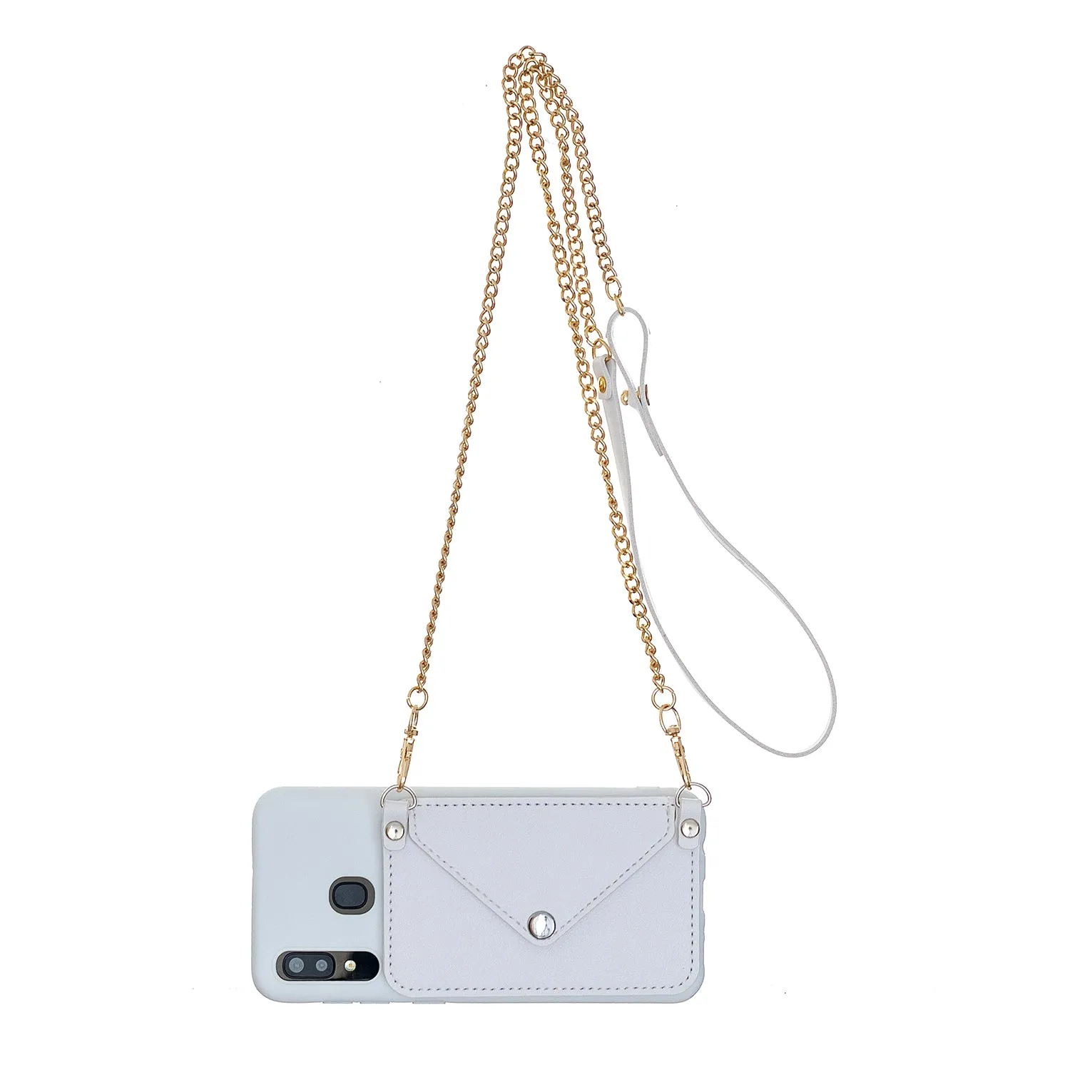 For HUAWEI P20/ P20 Lite/P20 Pro Mobile Phone Cover with Pu Leather Card Holder   Hand Rope   Straddle Rope white