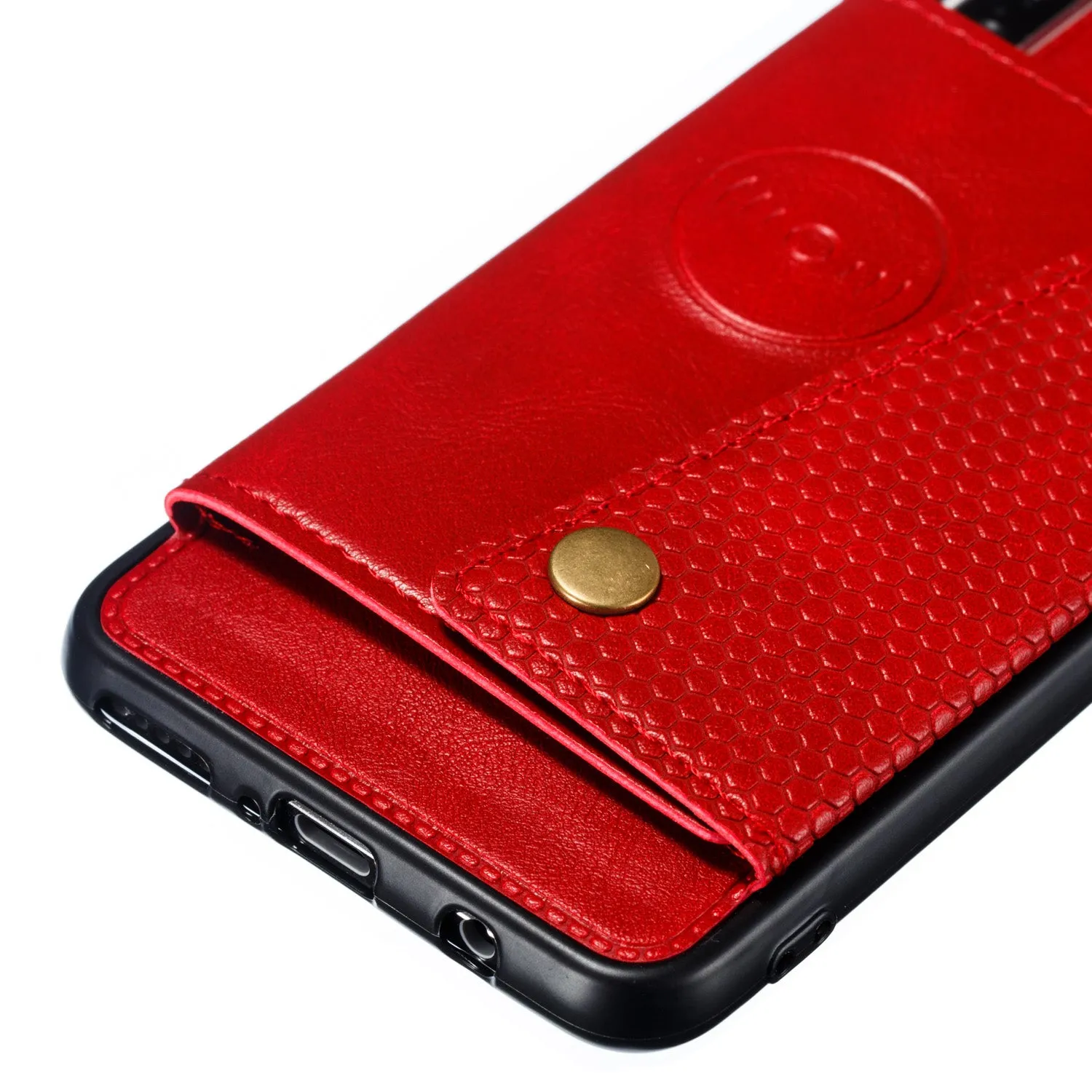 For Huawei P30 lite/nova 4E Double Buckle Non-slip Shockproof Cell Phone Case with Card Slot Bracket Light Brown