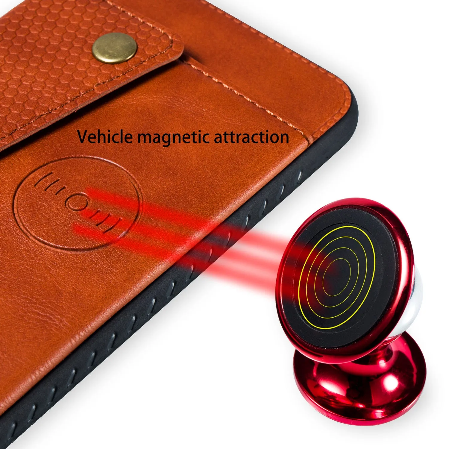 For Huawei P30 lite/nova 4E Double Buckle Non-slip Shockproof Cell Phone Case with Card Slot Bracket Light Brown